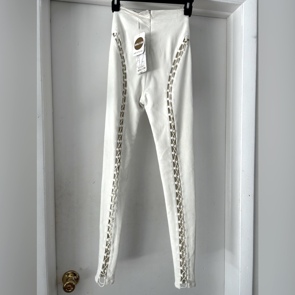 NWT Oh Polly suede like lace up pants